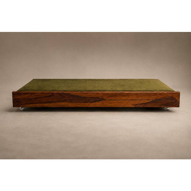Brazilian Modern Two-in-One Rosewood Sofa & Daybed in Deep Olive Mohair, Celina For Sale - Image 11 of 18