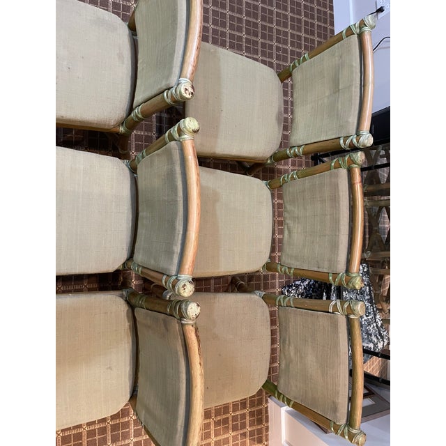 Green 1950s Vintage McGuire Bamboo Dining Set of 6 For Sale - Image 8 of 8