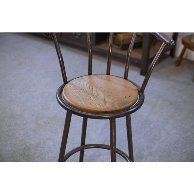 Industrial Stool with Oak Seat, 1960s For Sale - Image 6 of 9