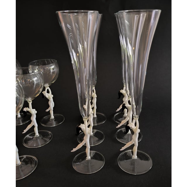 Liqueur and Wine and Champagne Glasses from Lauscha, 1940s, Set of 18 For Sale - Image 4 of 15