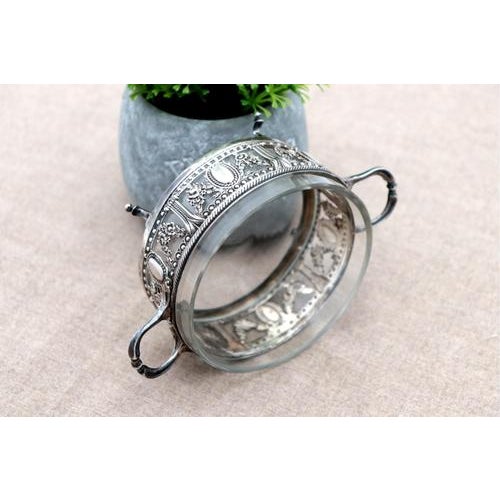 Glass Candy Box with Silver Structure For Sale - Image 4 of 7