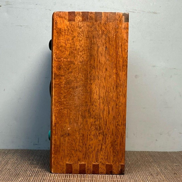 Vintage Rosewood & Gemstone Inlaid Treasure Box / Jewelry Organizer With Drawer For Sale - Image 4 of 9