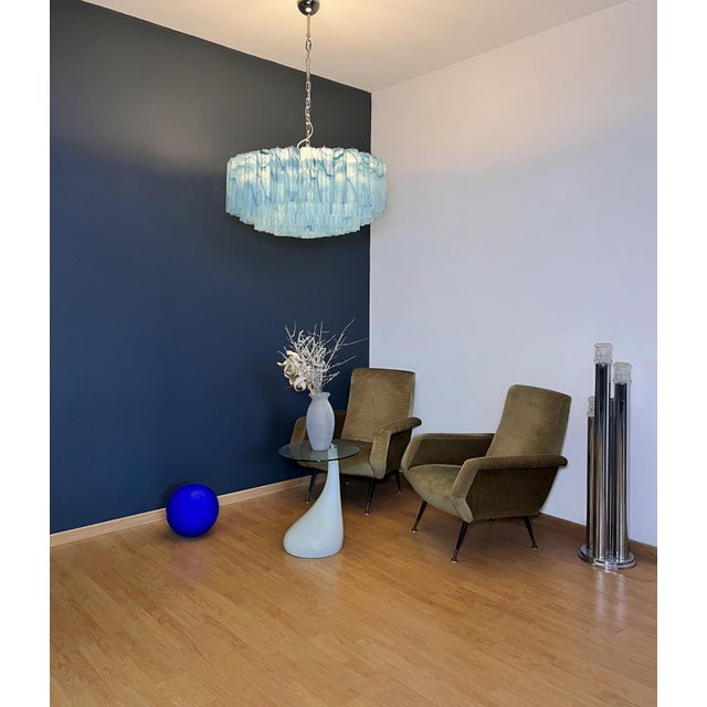 Blue Large Murano Glass Chandelier with 101 Blue Alabaster Glass Tube, 1990s For Sale - Image 8 of 17