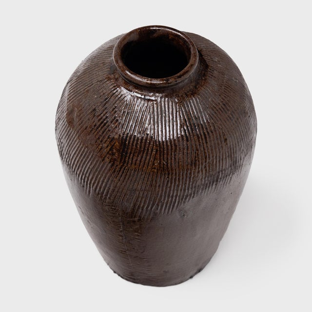 Rustic Chinese Ridged Wine Jar, C. 1900 For Sale - Image 3 of 4