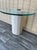 Metal Postmodern Marble and Brass Half-Moon Shaped Side Table in the Artedi Style. Circa 1980s. For Sale - Image 7 of 18