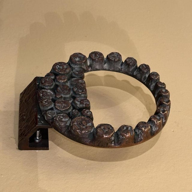 Round Push and Pull Door Handle in Bronze with Relief Ring, 1970s For Sale - Image 6 of 9