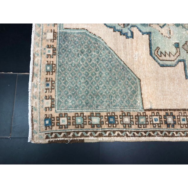 Vintage Medallion Design Faded Turkish Peach Color Rug For Sale - Image 9 of 11