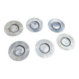 1970s Collection of Simple Silver Saucers- Set of 6 For Sale