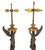 Pair of French Empire "Winged Victory" Patinated and Gilt Bronze Figural Lamps, circa 1830 and later mounted, each with a...