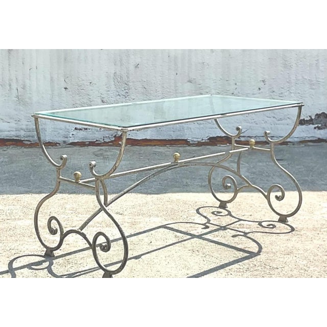 Vintage Regency Patinated Scroll Console Table For Sale - Image 10 of 12