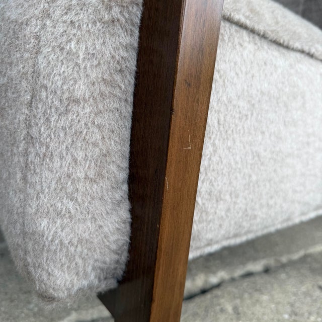 Brown Pair of Restored European Modern Lounge Chairs in Teddy Mohair Style Fabric For Sale - Image 8 of 12