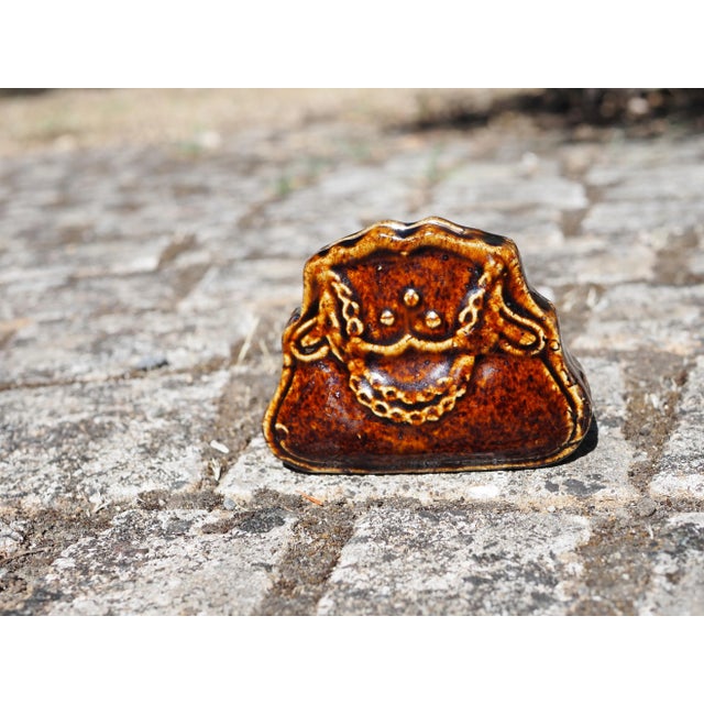 1900 French Ceramic Handbag Shaped Moneybox "Piggy" Bank For Sale - Image 9 of 11