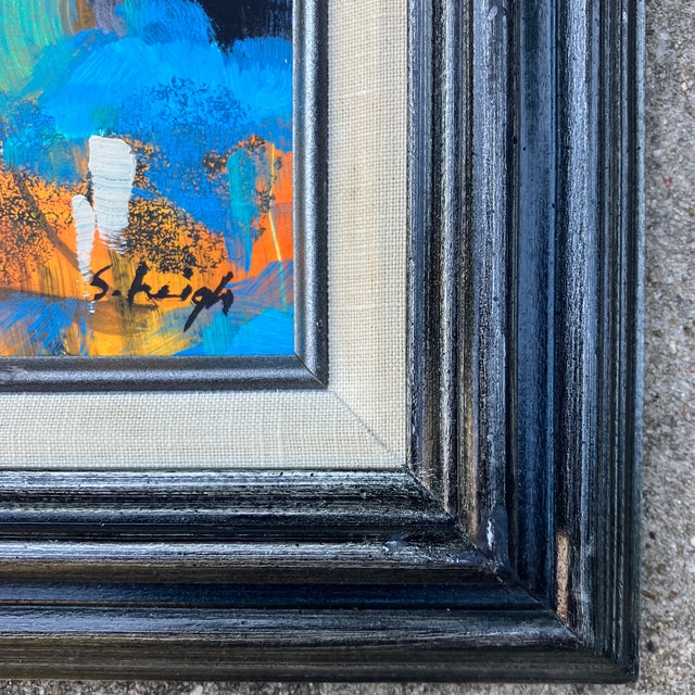 Abstract Contemporary Original Stephen Heigh Abstract Painting “Happiness “ Vintage Frame For Sale - Image 3 of 4
