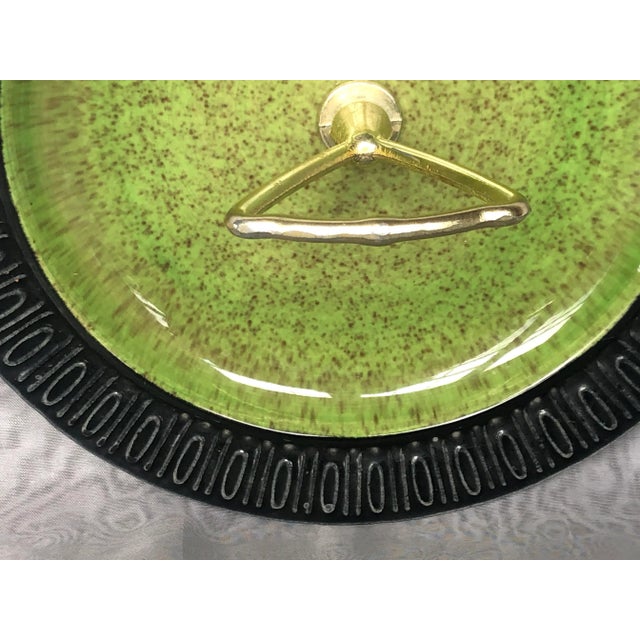 Kelly Green Vintage Red Wing Art Pottery Dish With Handle For Sale - Image 8 of 13