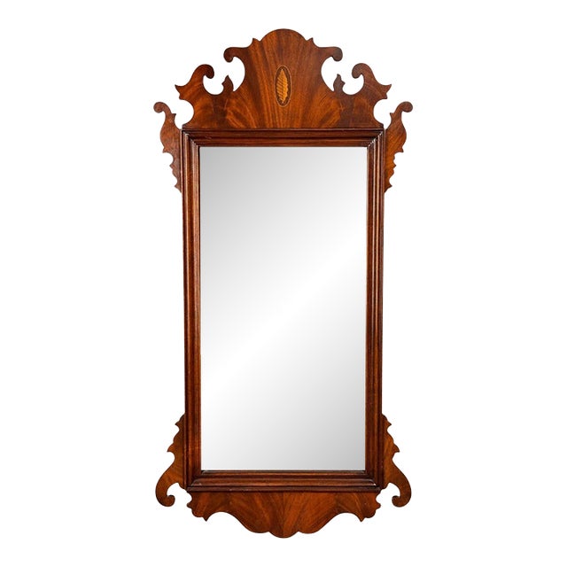 Chippendale, Wall Mirror, Mahogany, Beveled Glass, Uk, 20th C. For Sale