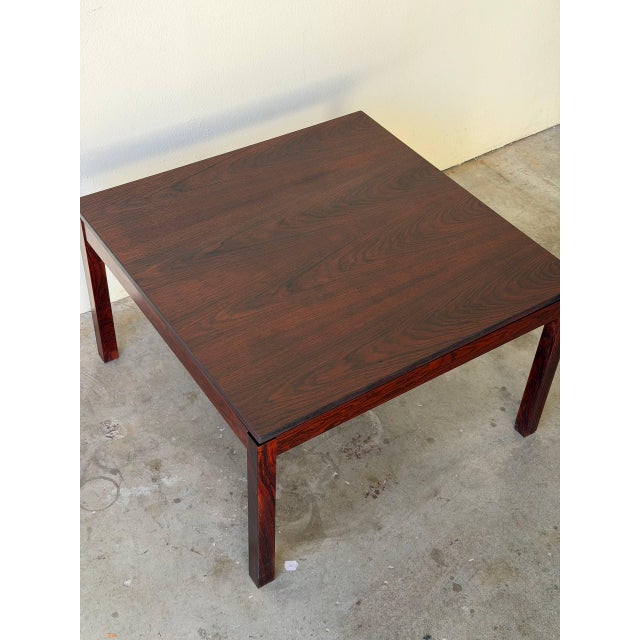 Vintage Danish Rosewood Square Coffee Table – Mid Century Modern Scandinavian Accent Table For Sale In Los Angeles - Image 6 of 11