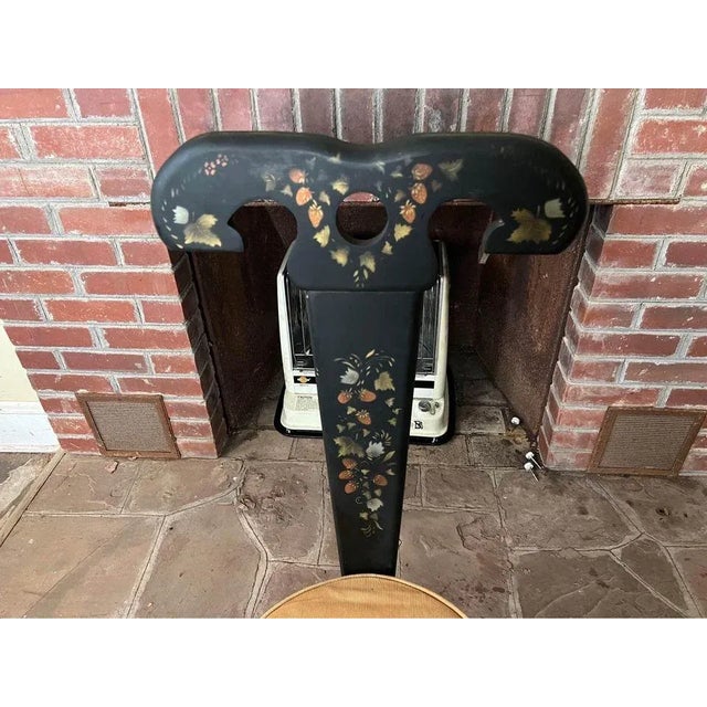 Mid 20th Century Vintage Mother of Pearl Inlaid 3 Leg High Back Chair For Sale - Image 10 of 10