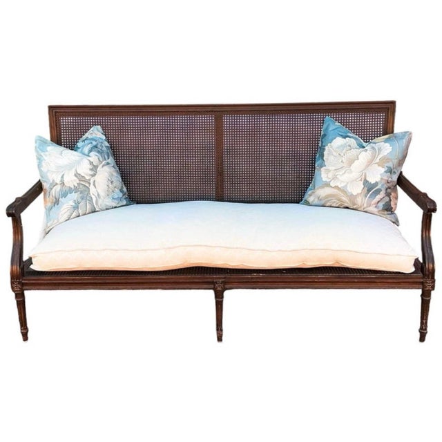 Early 20th Century Early 20th Century French Louis XIV Style Caned Walnut Settee W/ Down Cushion For Sale - Image 5 of 7