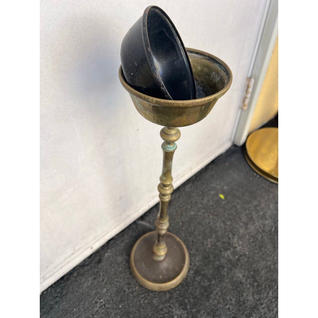 Antique Brass Floor Candle or Ashtray Stand For Sale - Image 4 of 5