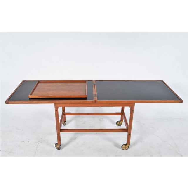 Teak Extending Serving Table Drinks Cart Trolley by Kurt Østervig for Jason Møbler, Denmark, 1960s For Sale - Image 14 of 18