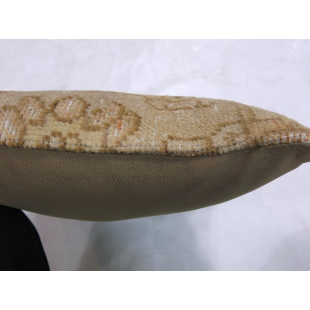 Mid 20th Century Brown Tan Wool Turkish Rug Pillow For Sale - Image 5 of 5