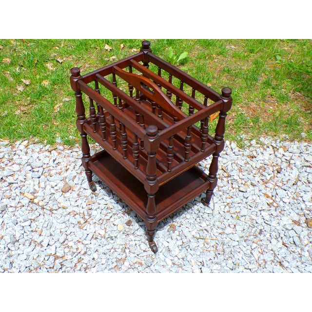 Traditional Vintage Mahogany Canterbury Magazine Rack Music Stand For Sale - Image 3 of 15