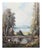 Serene mountain landscape with sailboats in the distance and a still pond framed by trees in the foreground by Hans Werner...