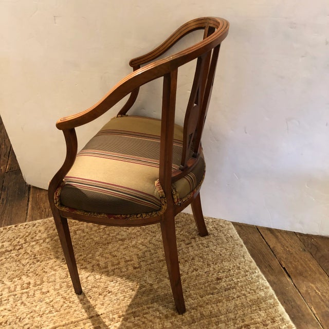 French Antique Curved French Fruitwood Inlaid Chair For Sale - Image 3 of 13