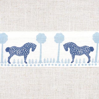 Sample - Schumacher Polka Dot Pony Tape in Blue For Sale