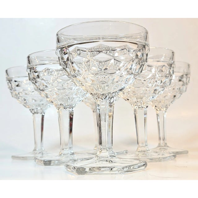 Icy Honeycomb Champagne Coupes- Set of Six For Sale - Image 6 of 10