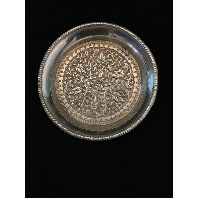 Vintage Nickel German Silver Drinking Coasters Ornate Repousse Flowered - Set of 4 For Sale - Image 4 of 13
