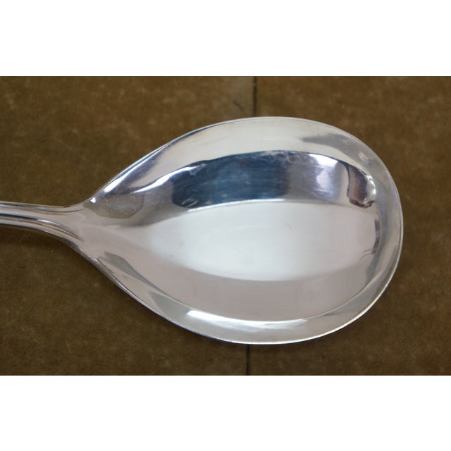 Late 20th Century Manchester Copenhagen Sterling Silver 925 Grooved Serving Spoon 9" For Sale - Image 4 of 12