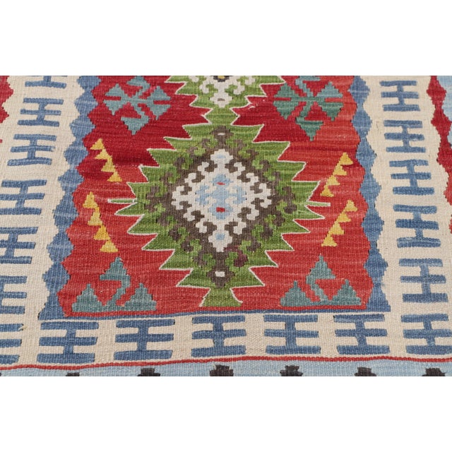 1960s Tribal Red Hand Knotted Kilim Rug For Sale In Sacramento - Image 6 of 9