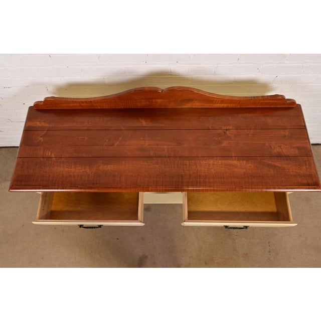 Wood Ethan Allen American Colonial Cream Lacquered Maple Sideboard Buffet Server or Console Table For Sale - Image 7 of 17