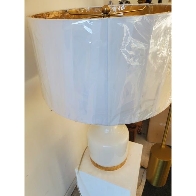 Late 20th Century Milk White and Gold Table Lamp For Sale - Image 10 of 10