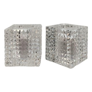 Veritas Faceted Optical Glass Square Vases, 2016, Set of 2 For Sale