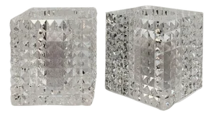Veritas Faceted Optical Glass Square Vases, 2016, Set of 2