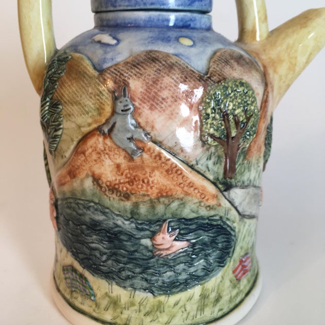 Contemporary 1980s Laura Wilensky Bunnies at Lake House Teapot Studio Ceramic For Sale - Image 3 of 8