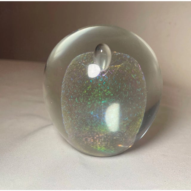 Abstract Vintage Robert Eickholt 1984 Iridescent Hand Blown Art Studio Glass Paperweight For Sale - Image 3 of 11