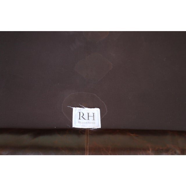 Restoration Hardware Brown Leather Two-Seat Sofa With Rich Patina For Sale - Image 18 of 18