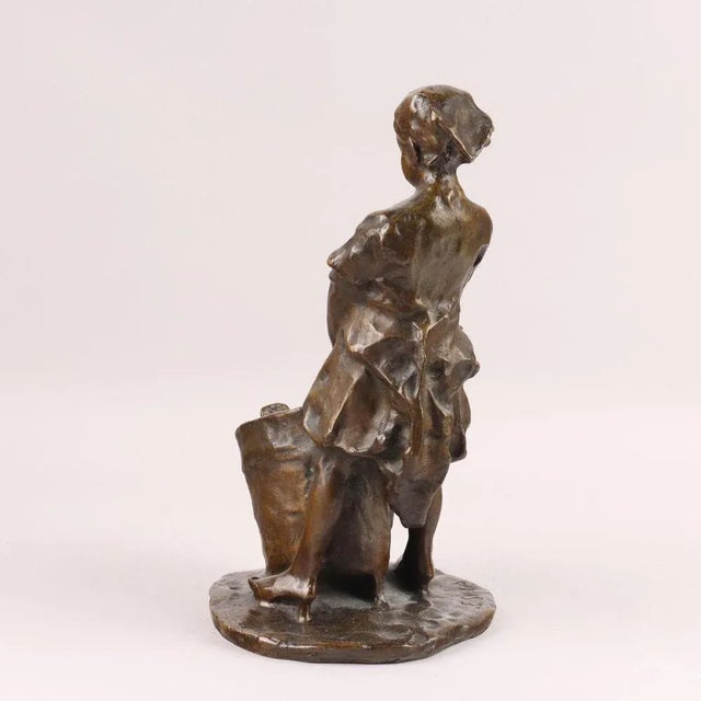 Metal Bronze Washerwoman Sculpture by Elia Sala For Sale - Image 7 of 10