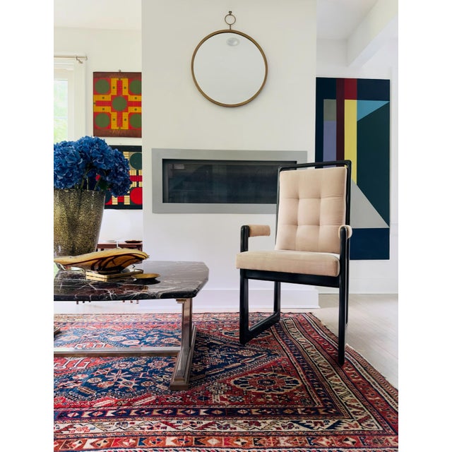 Vladimir Kagan Pair of 1973 Nobadeer Armchairs in Black Lacquered Wood and Velvet, Signed For Sale In New York - Image 6 of 7