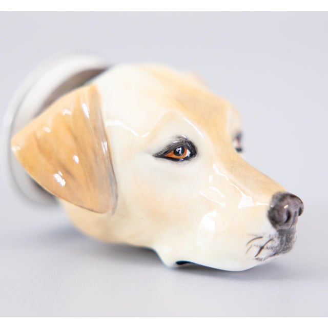 Tan English Staffordshire Labrador Retriever Dog Equestrian Stirrup Cup For Sale - Image 8 of 8