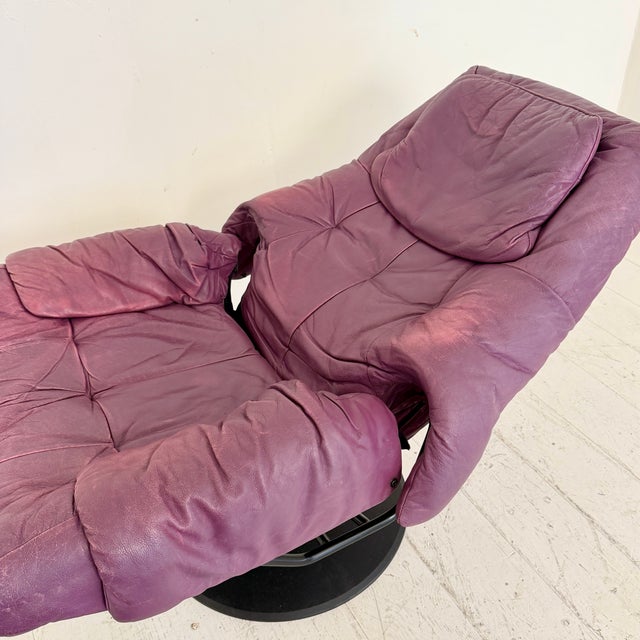 Set of Vintage Regent Leather Chair with Ottoman from Ekornes Stressless, 1980s For Sale - Image 9 of 11