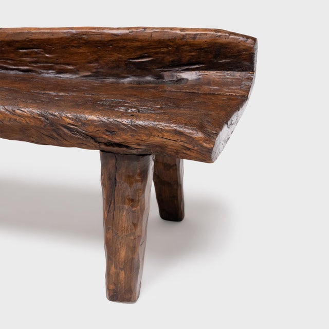 Early 21st Century Rustic Hewn Log Bench For Sale - Image 5 of 5