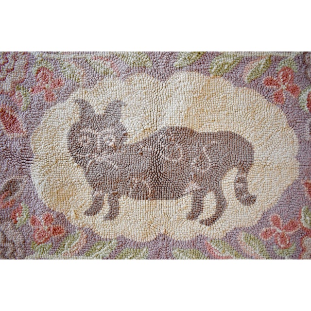 Antique Cat Hooked Wool Textile For Sale In San Francisco - Image 6 of 9