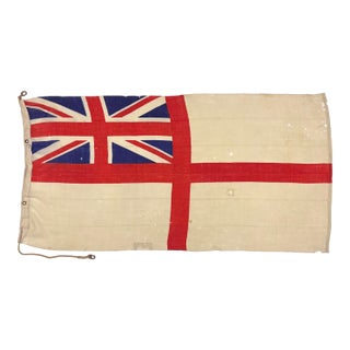 Vintage Wool Union Jack Flag, British Royal Navy White Ensign For Sale