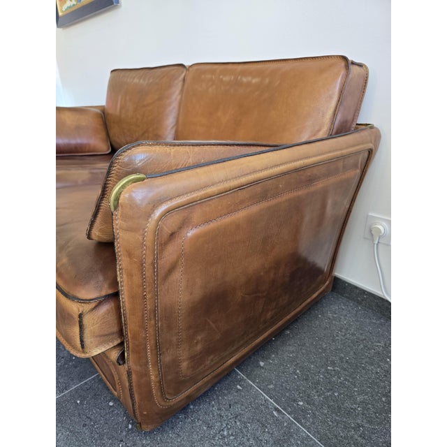 Vintage Living Room Set in Cognac Buffalo Leather from Roche Bobois, 1980s, Set of 3 For Sale - Image 16 of 18