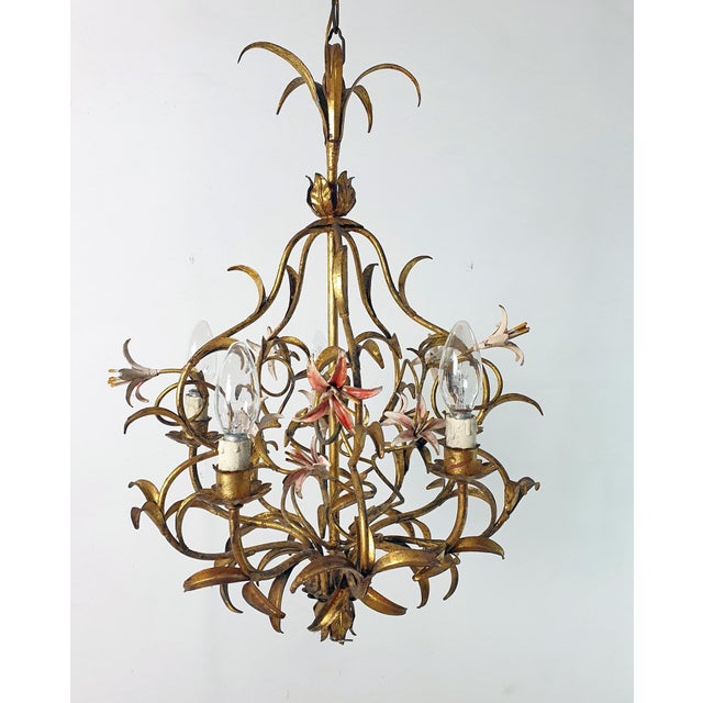 1950s Mid-Century Italian Tole Chandelier, 1950s For Sale - Image 5 of 16
