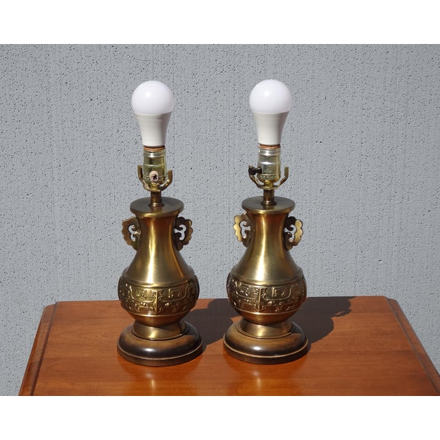 Gorgeous Table Lamps in Great Vintage Condition. Solid and Firm. But the On/Off button is missing on one lamp. Otherwise,...